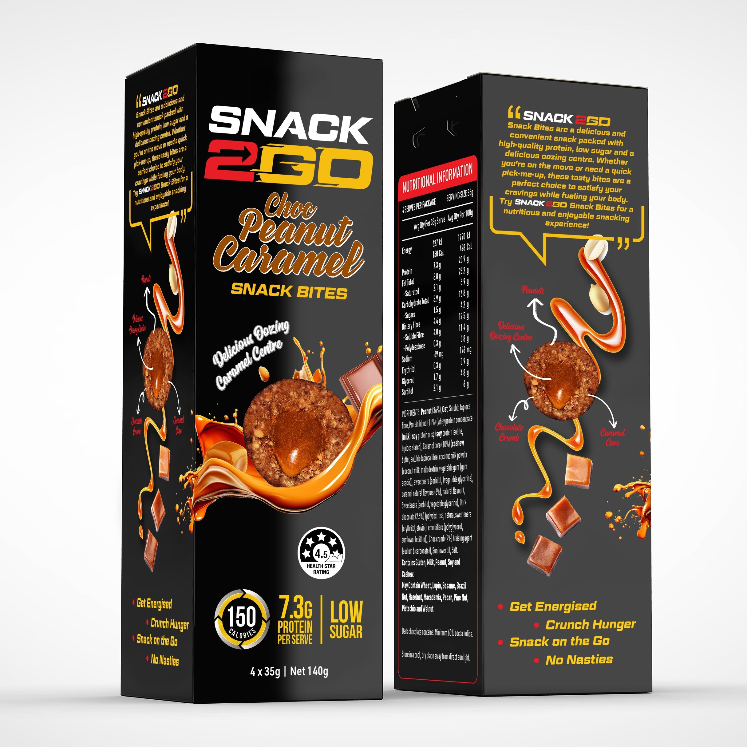 SNACK2GO Snack Bites Choc Peanut Caramel